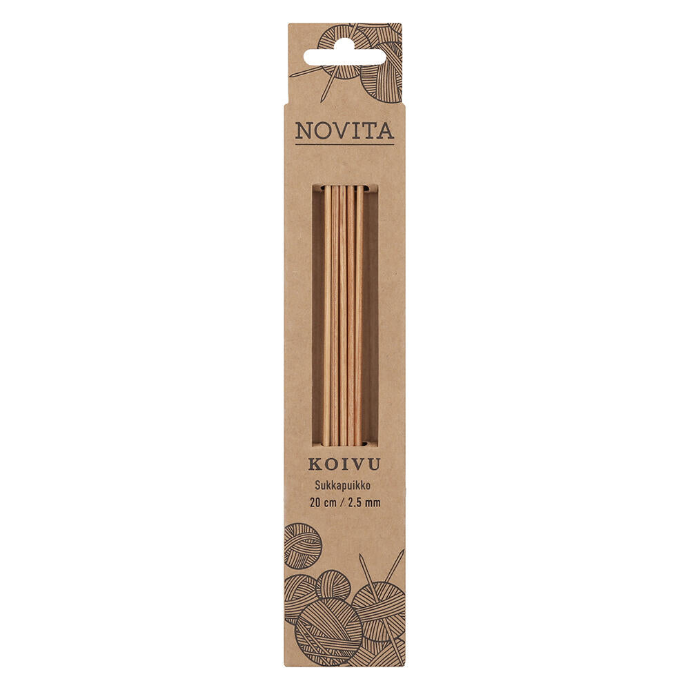 Novita strømpepinner i bjørk i 20cm - 2,5mm